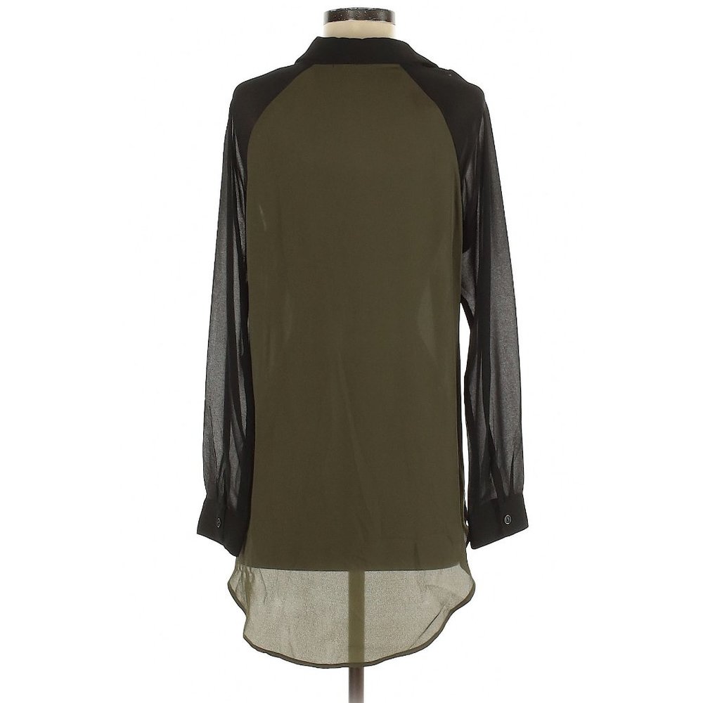 Tobi Black & Olive Cutout Button-Up Blouse | Size Small - Picture 3 of 10